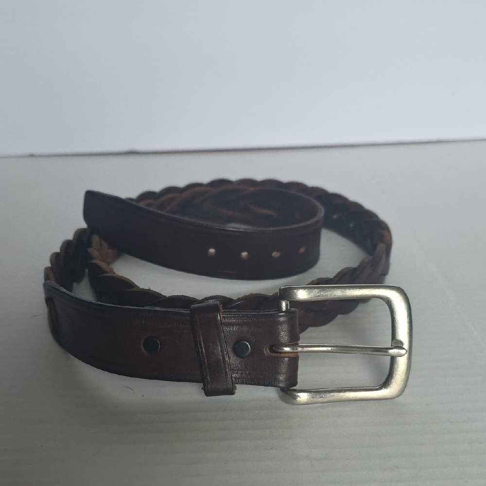 Tory Brown Leather Braided Belt English Briddle Leather Made In USA Size 40